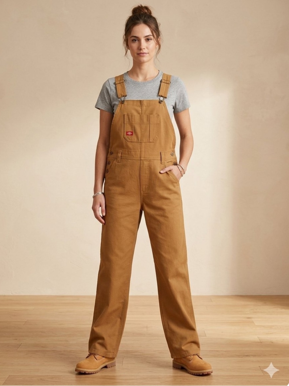Dickies Classic Canvas Brown Workwear Overalls - Classic Carpenter Bib Sz M